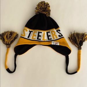 Steelers knit fleece lined beanie with ties